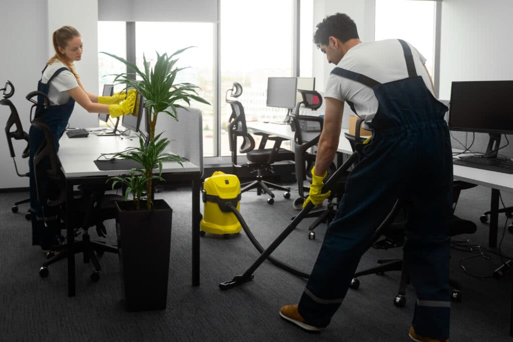 People Cleaning Office